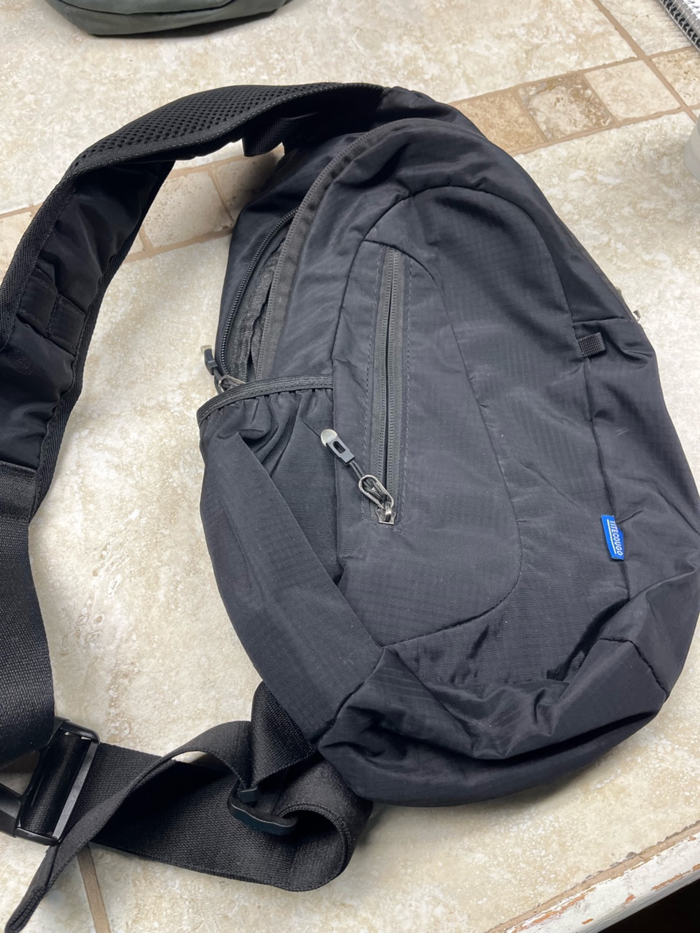 Litecougo Black Crossbody Sling Bag with Front Zip Pocket
